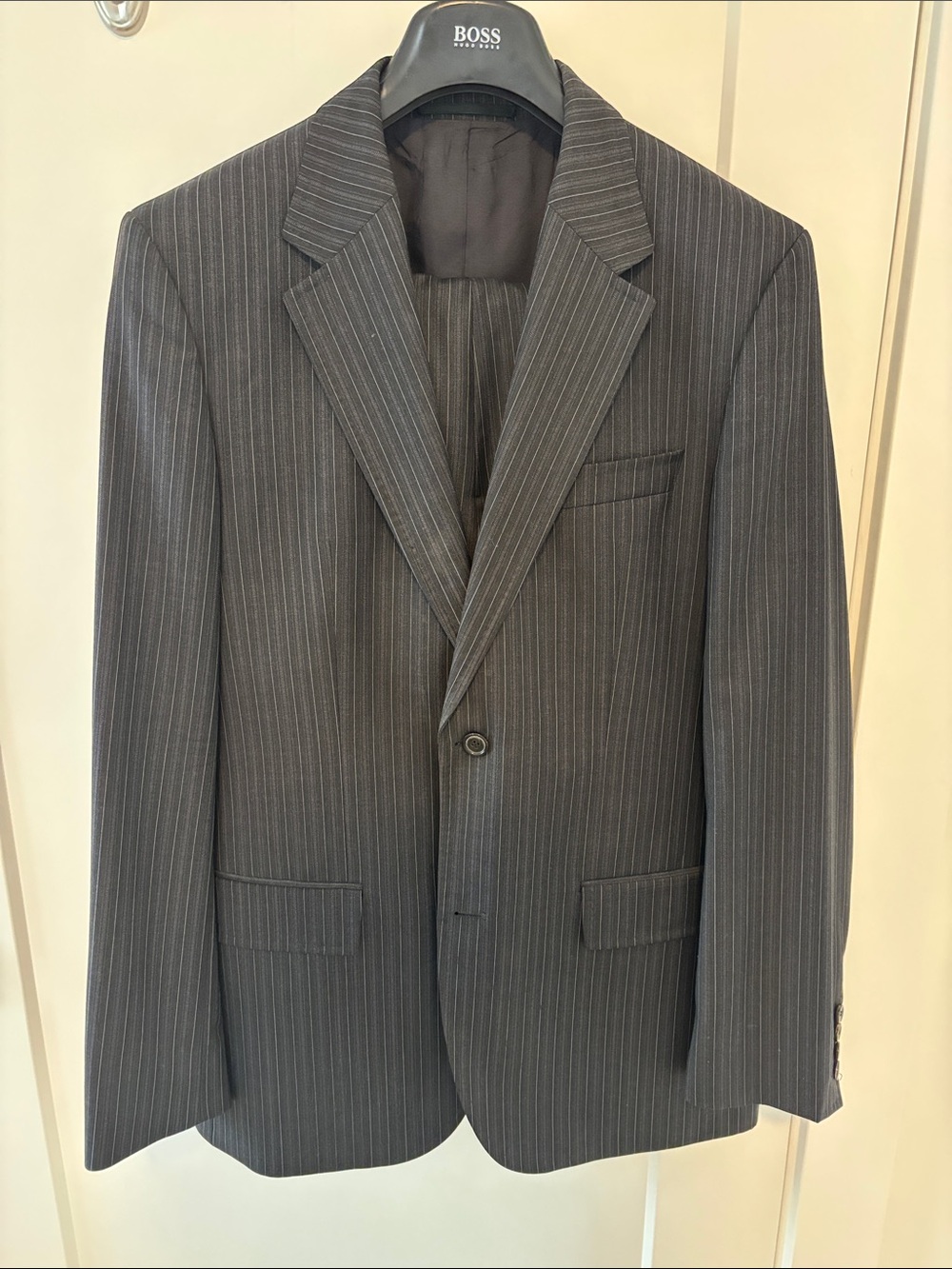 Hugo Boss Charcoal Pinstripe Men's Suit Jacket